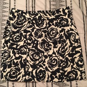 Floral Black & White Waist Skirt